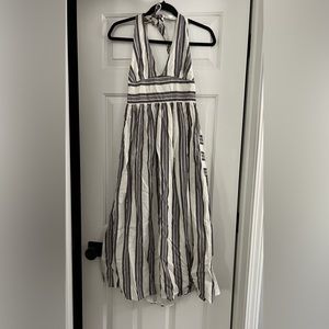 Urban Outfitters Linen Midi Striped Dress
